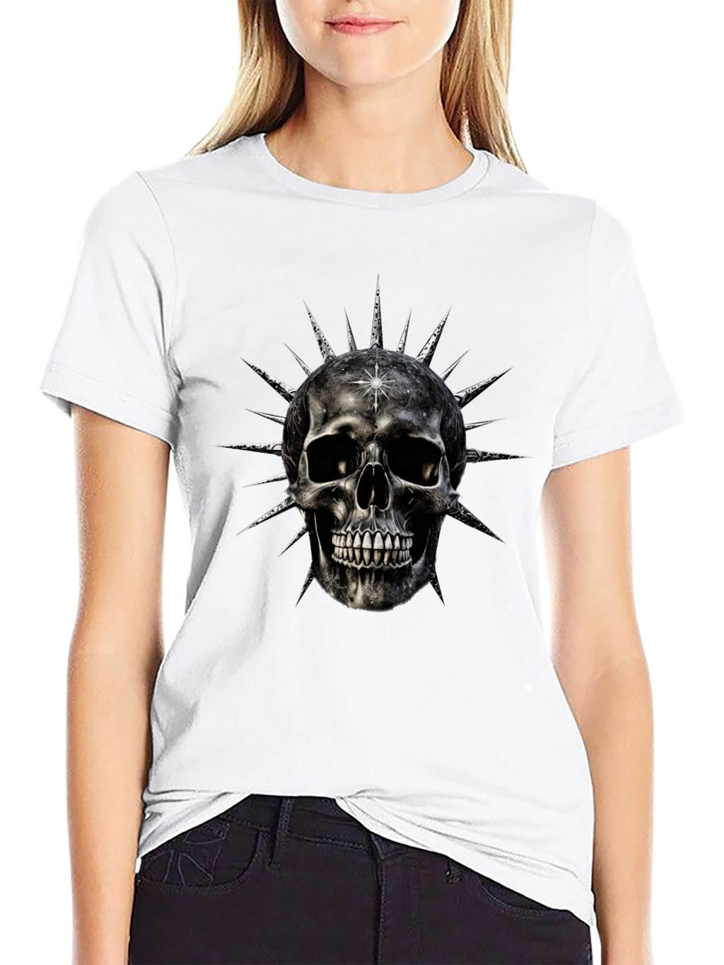 Skull & Spike Graphic Print Mens Black T-Shirt