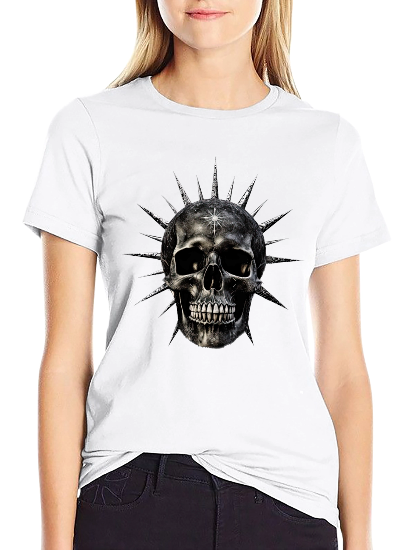 Skull & Spike Graphic Print Mens Black T-Shirt