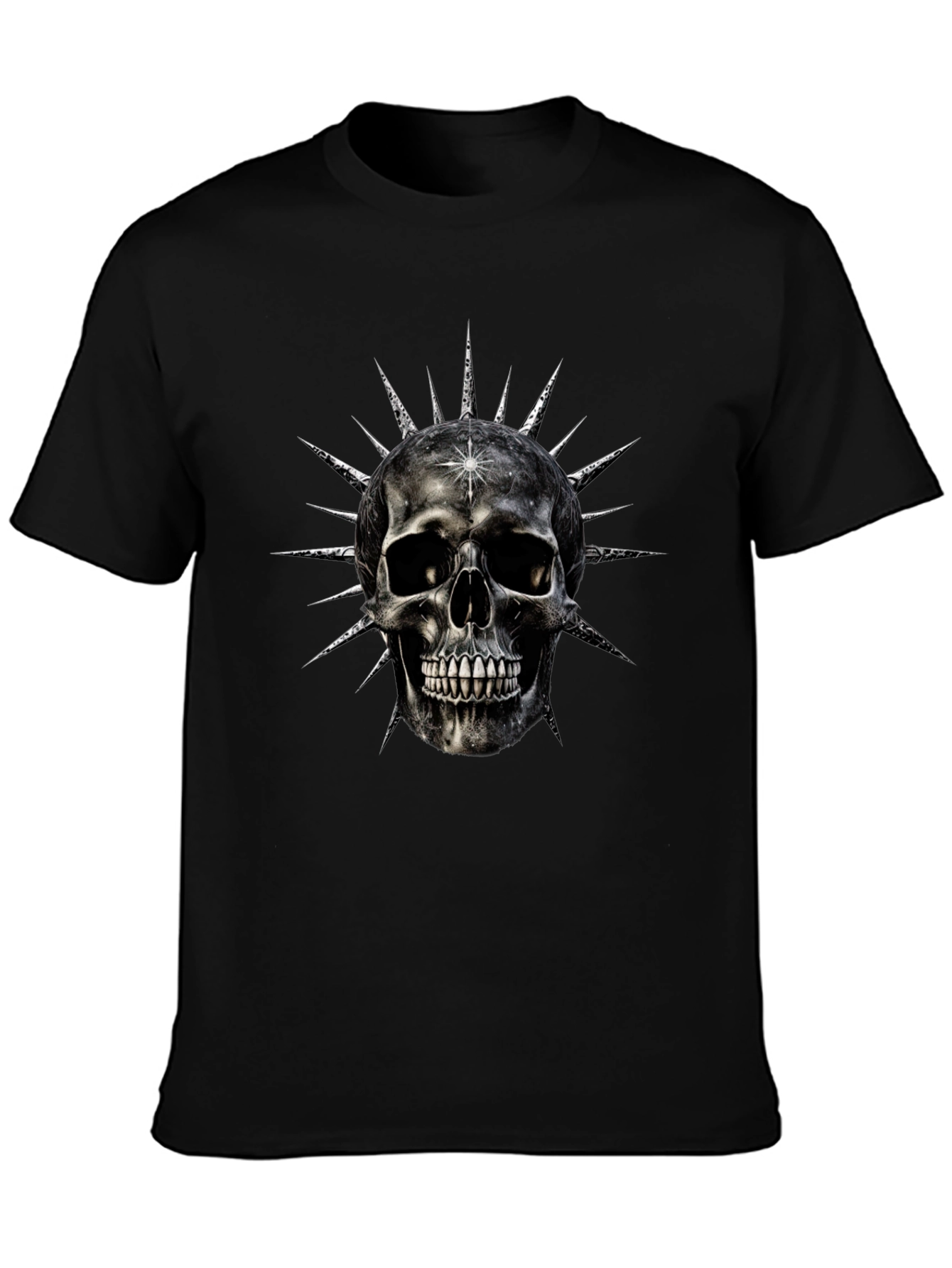 Skull & Spike Graphic Print Mens Black T-Shirt