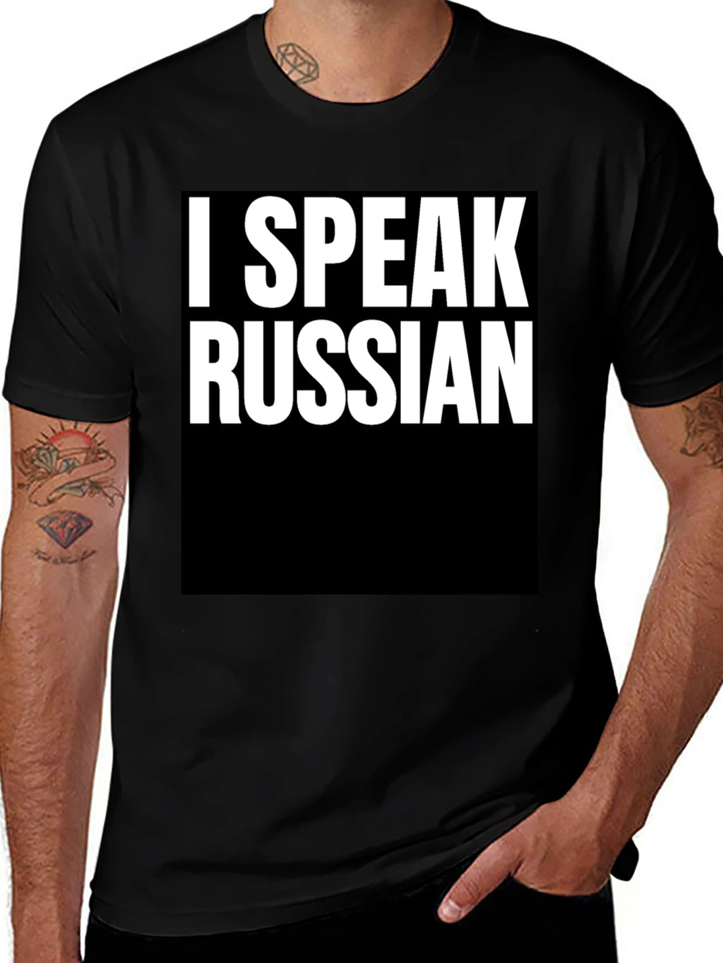 I Speak Russian Graphic Tee - Black Cotton T-Shirt