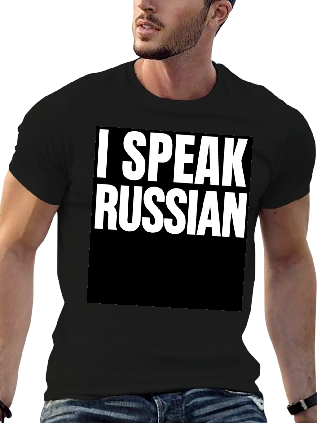 I Speak Russian Graphic Tee - Black Cotton T-Shirt