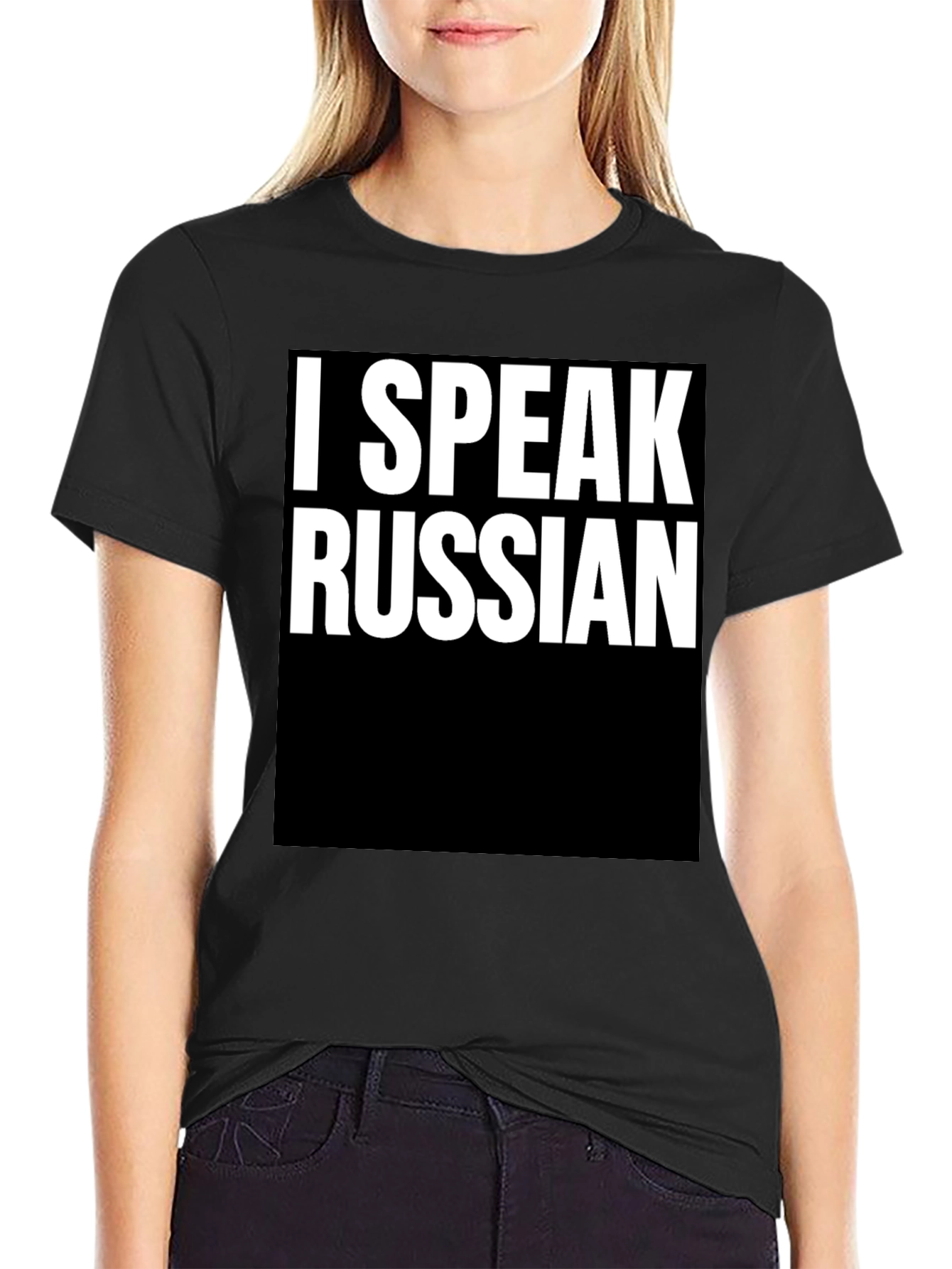 I Speak Russian Graphic Tee - Black Cotton T-Shirt