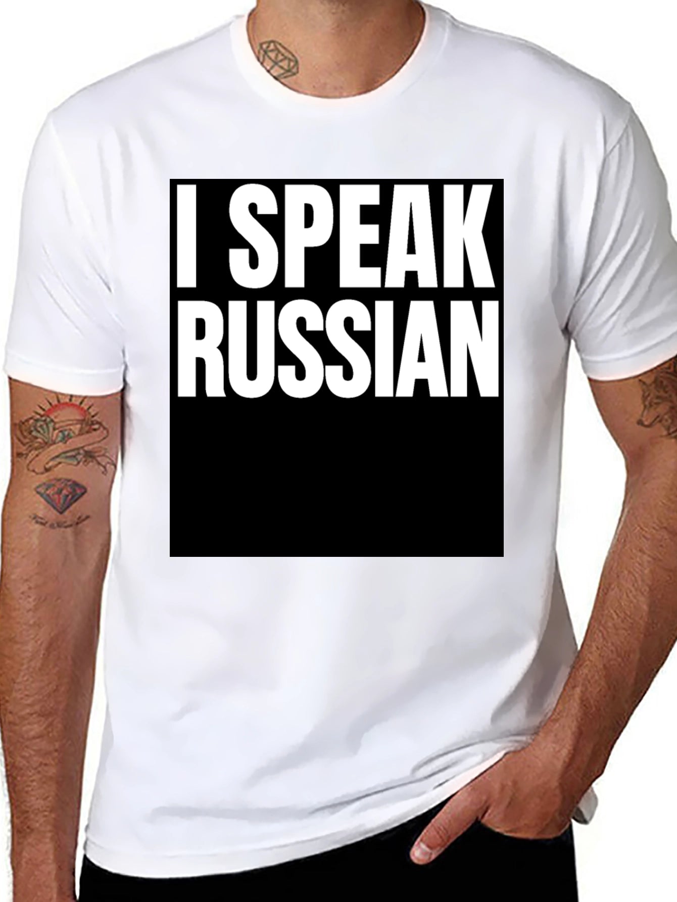 I Speak Russian Graphic Tee - Black Cotton T-Shirt