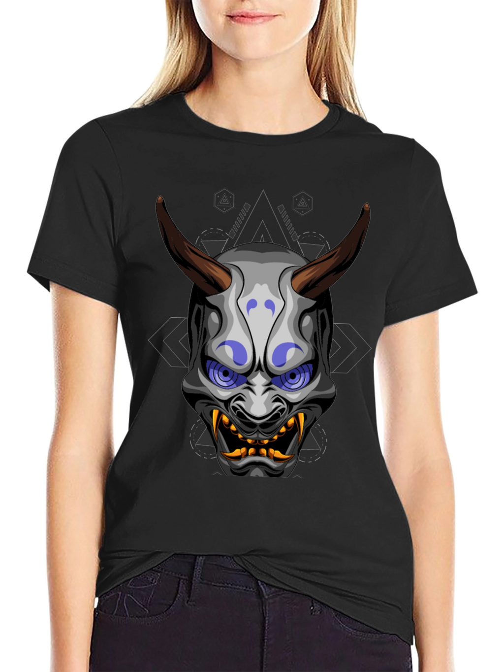 Oni Mask Graphic Tee - Unique Japanese Demon Design