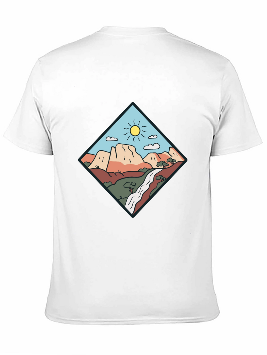 Scenic Mountain Graphic Tee - Black Cotton T-Shirt