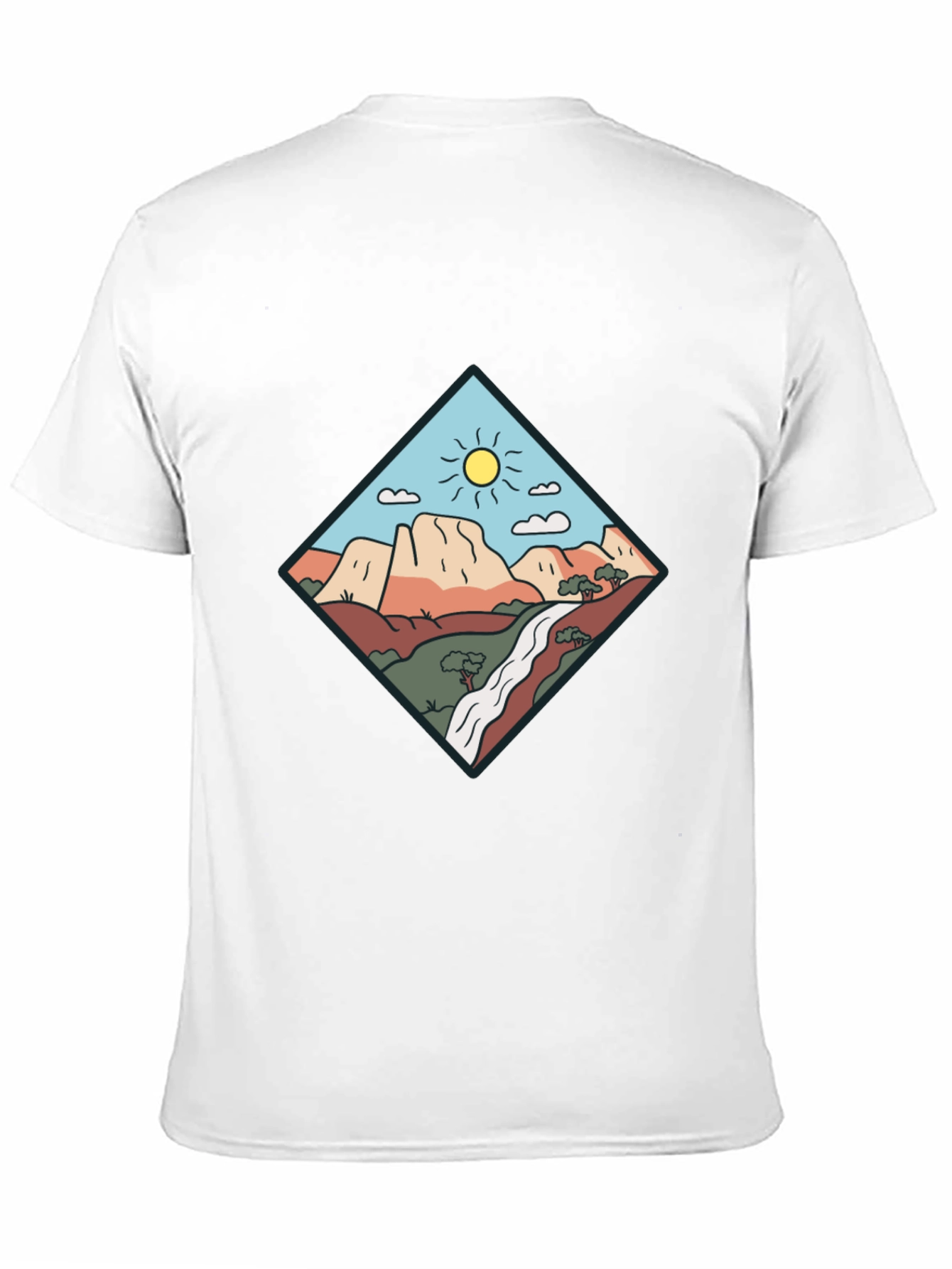 Scenic Mountain Graphic Tee - Black Cotton T-Shirt