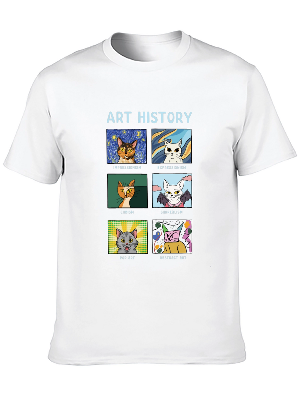Art History Cats Black T-Shirt