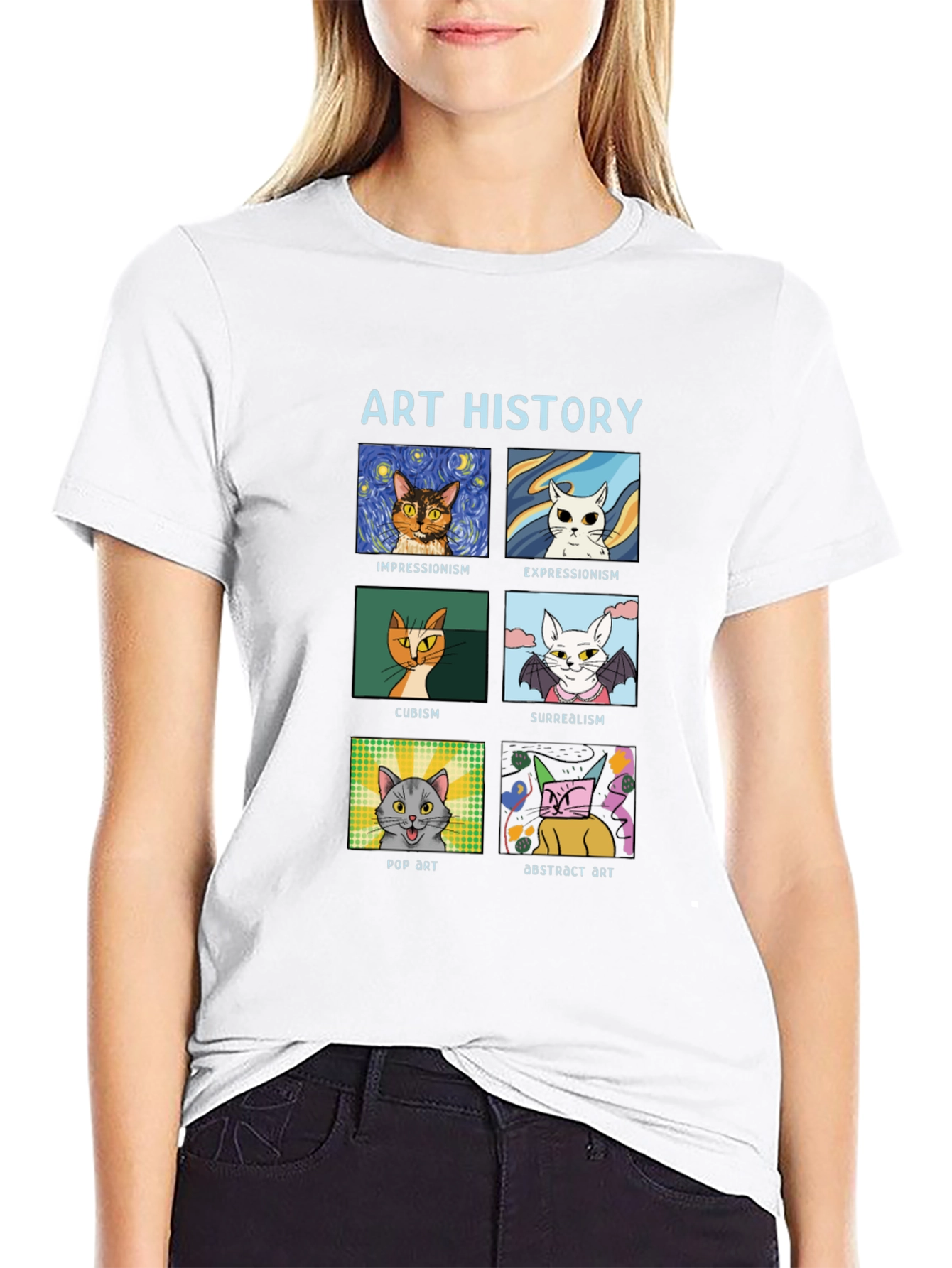Art History Cats Black T-Shirt