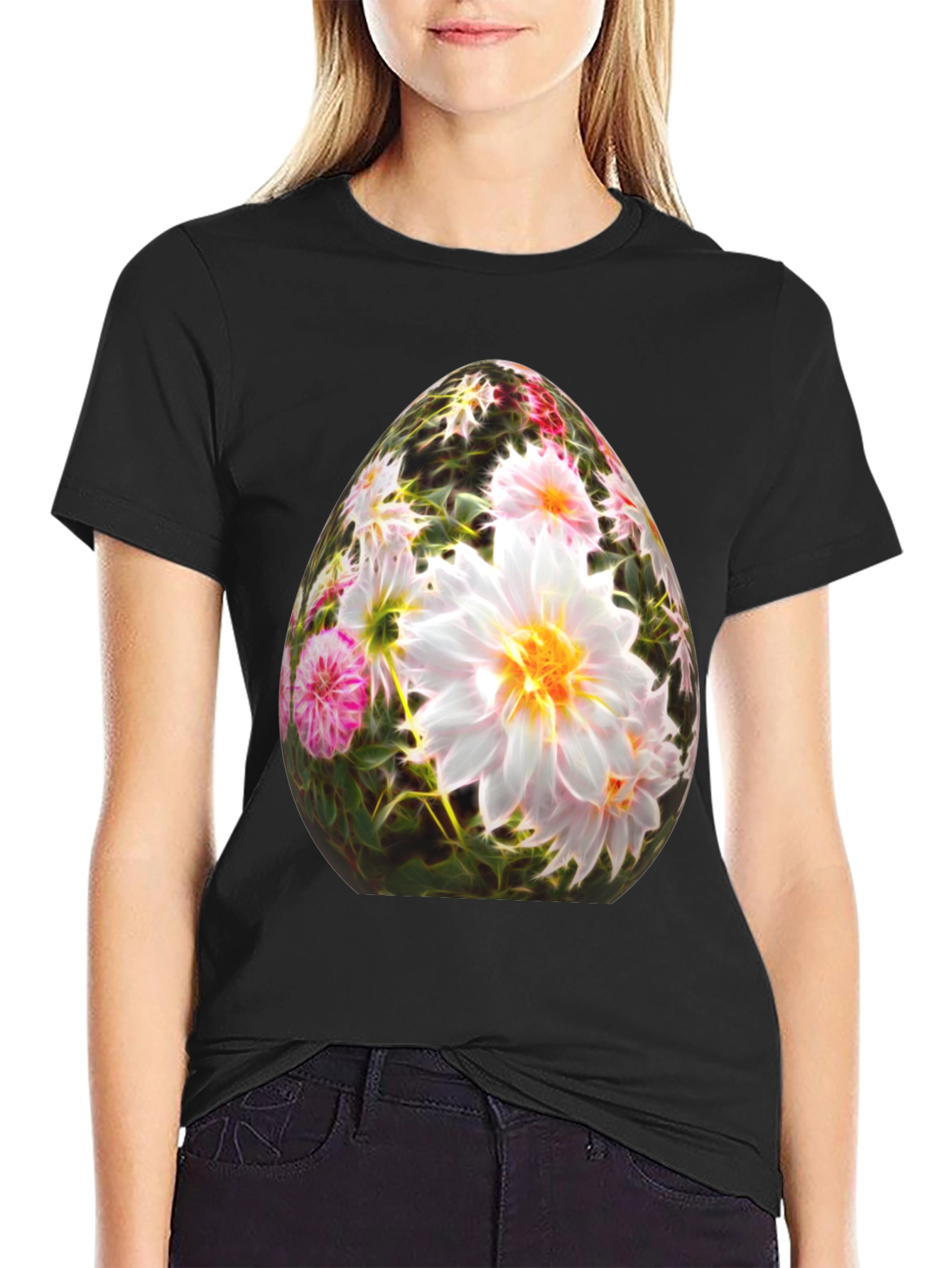 Floral Easter Egg Graphic T-Shirt