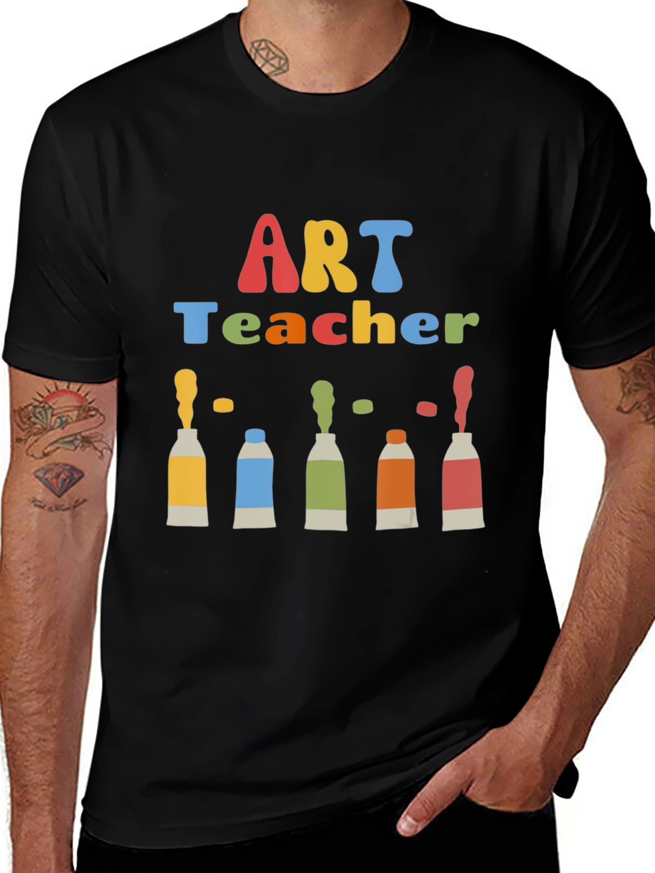 Art Teacher T-Shirt: Colorful Paint Tubes