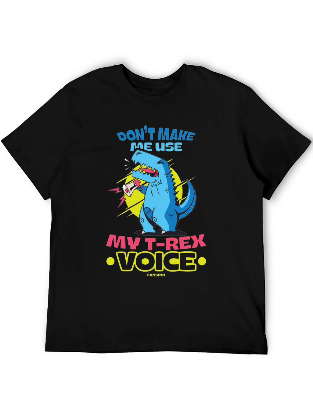 Funny T-Rex Voice Graphic Tee - Black
