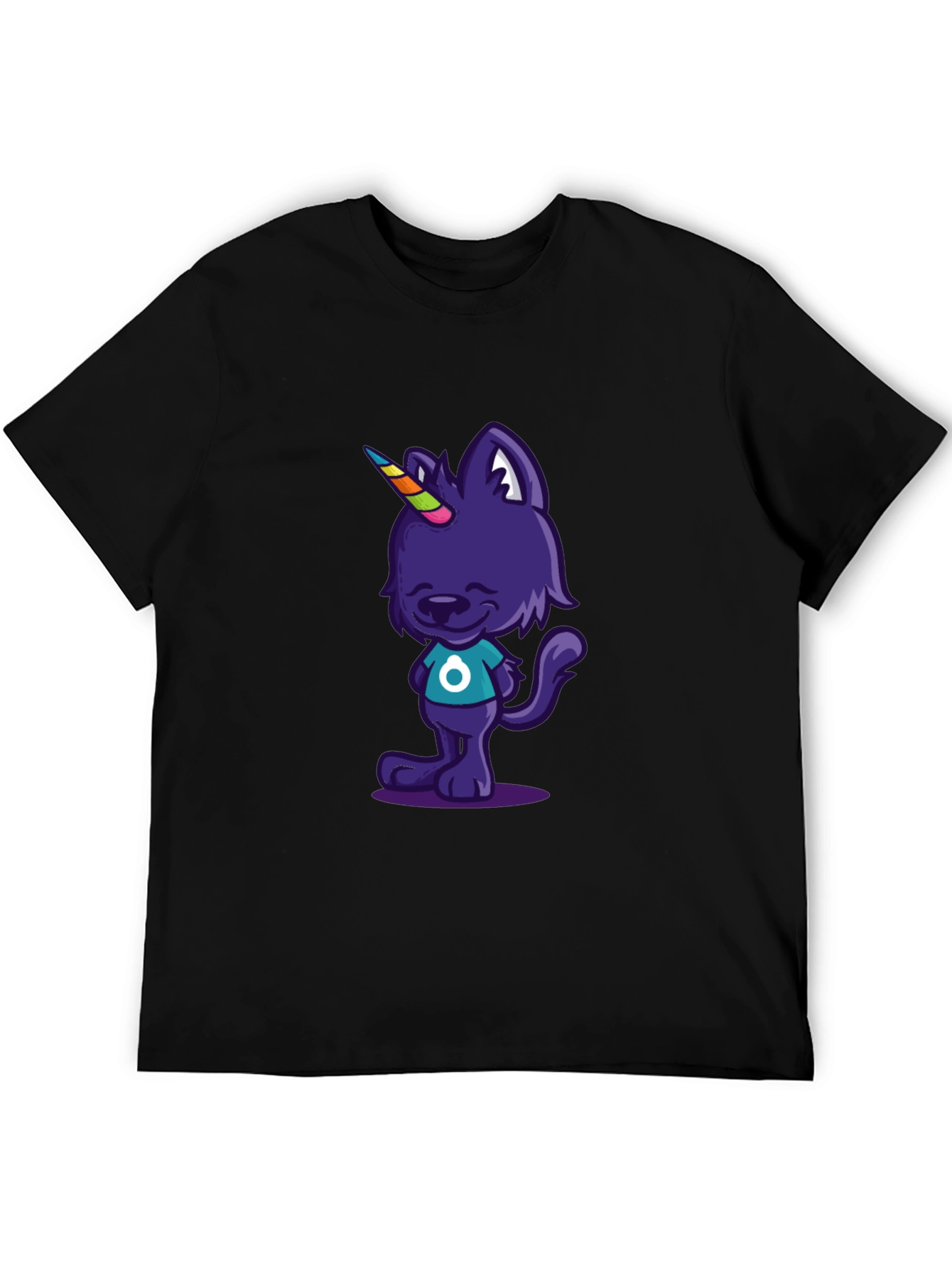 Unicorn Cat Graphic Tee - Mens Black T-Shirt