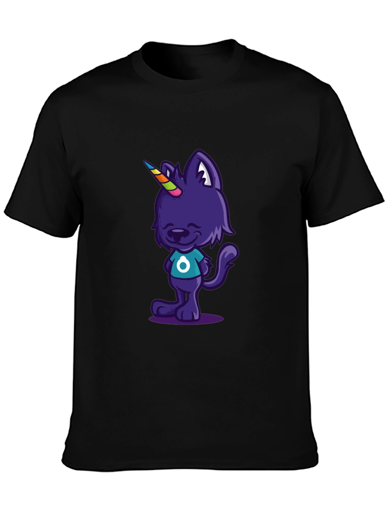 Unicorn Cat Graphic Tee - Mens Black T-Shirt