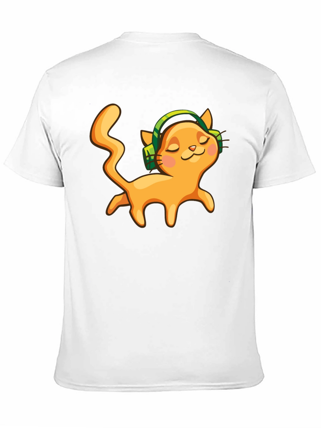 Cat with Headphones Black Graphic Tee