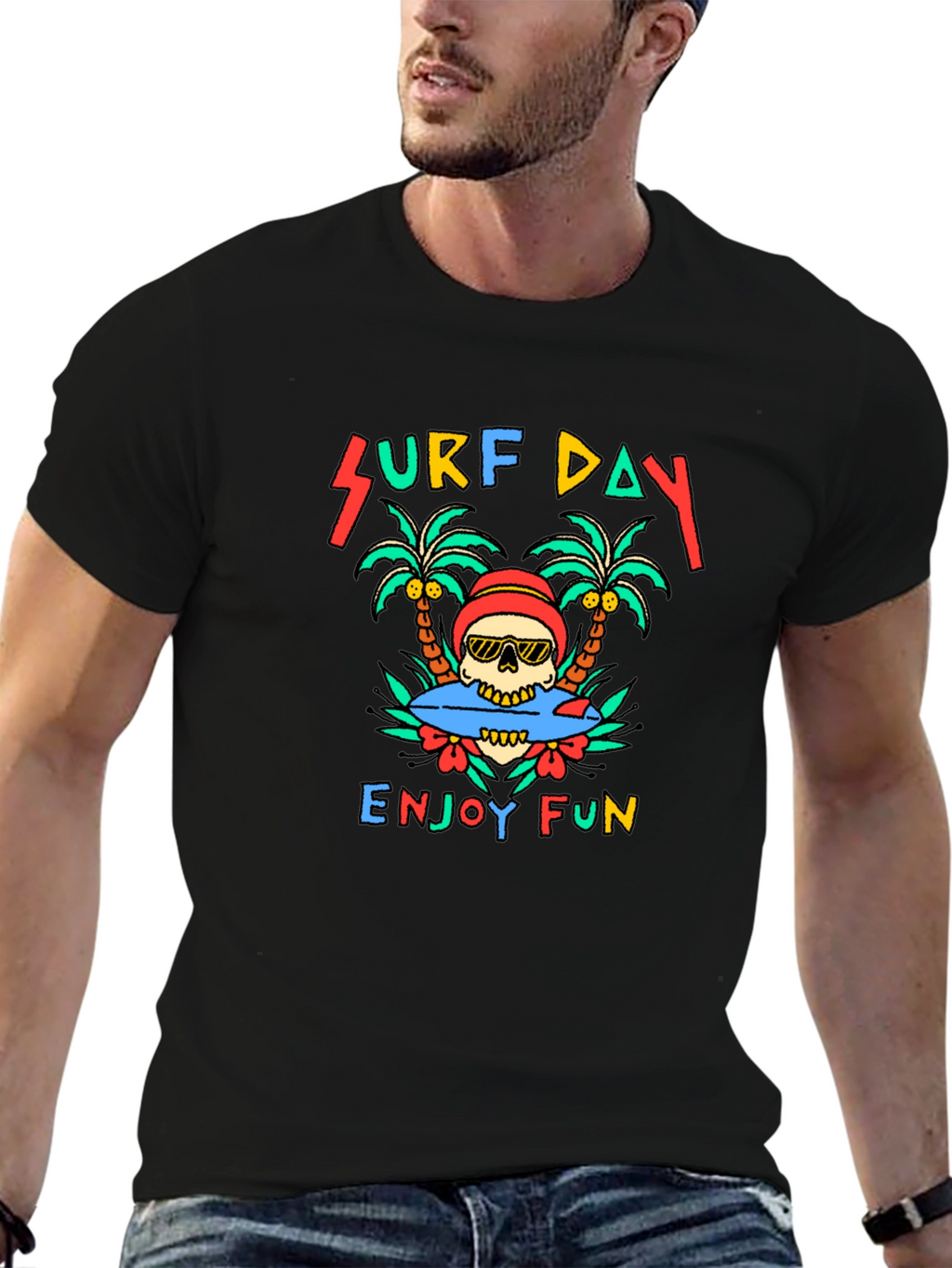 Surf Day Skull Graphic Tee
