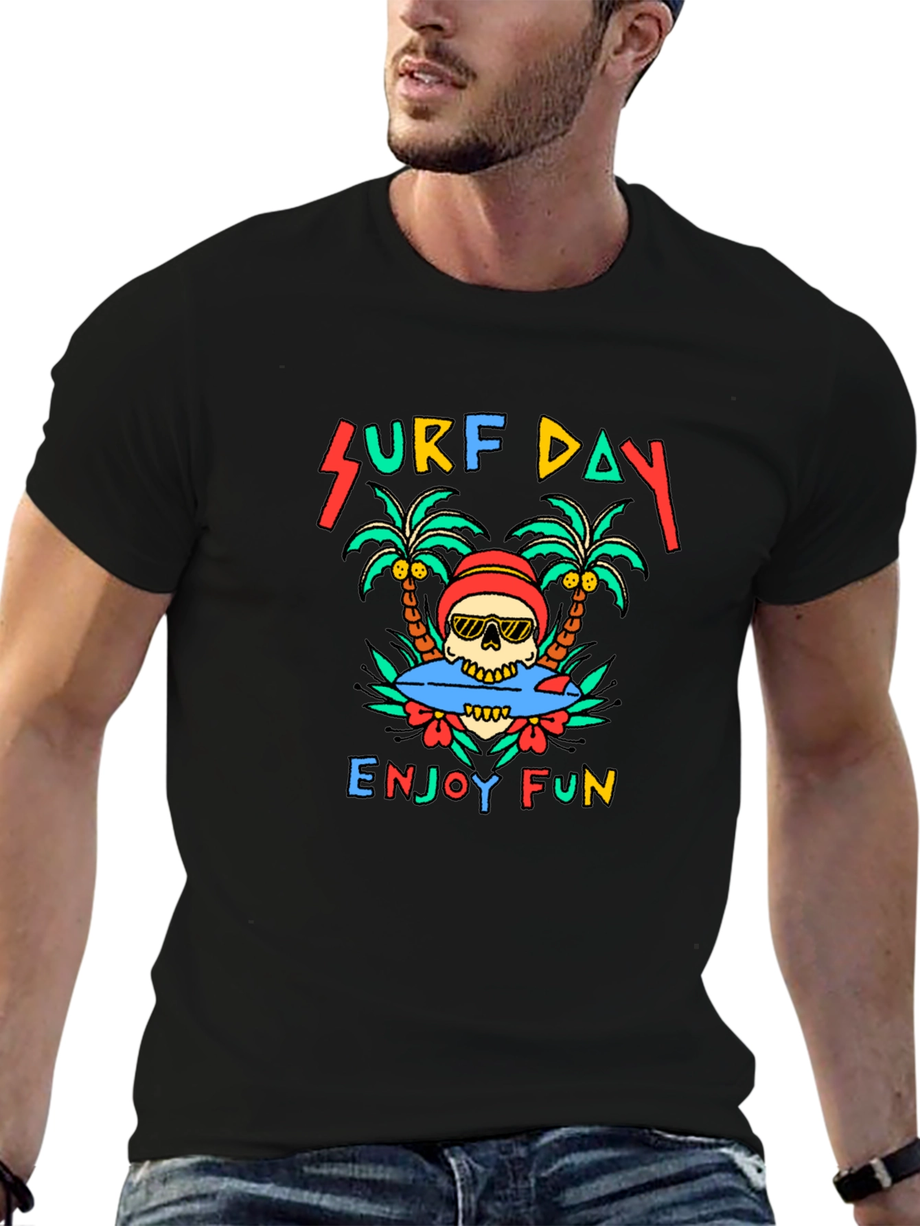 Surf Day Skull Graphic Tee