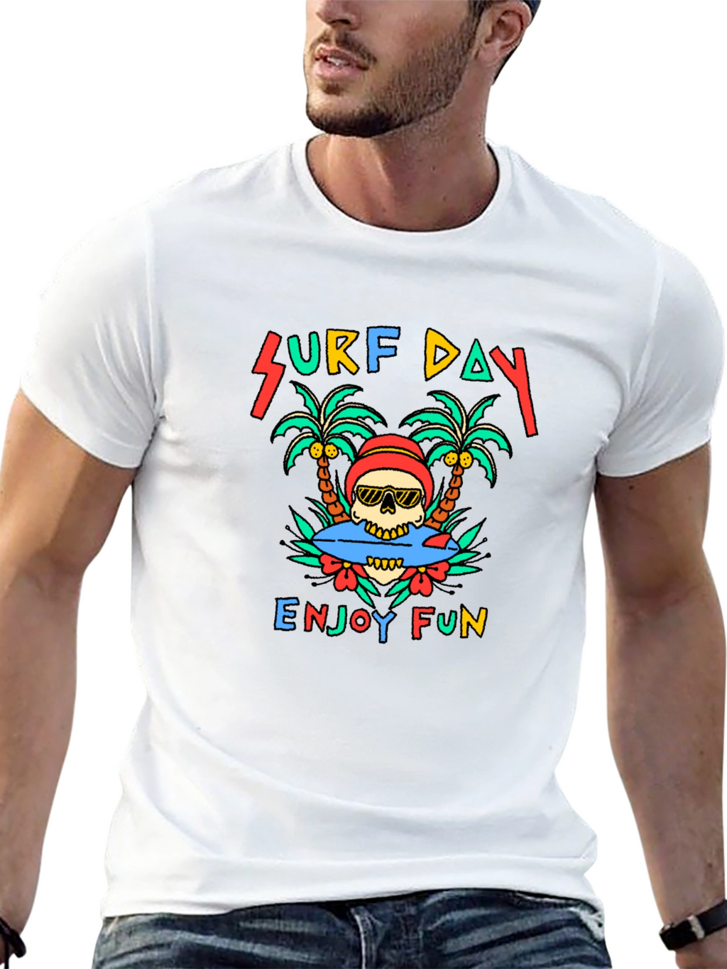 Surf Day Skull Graphic Tee