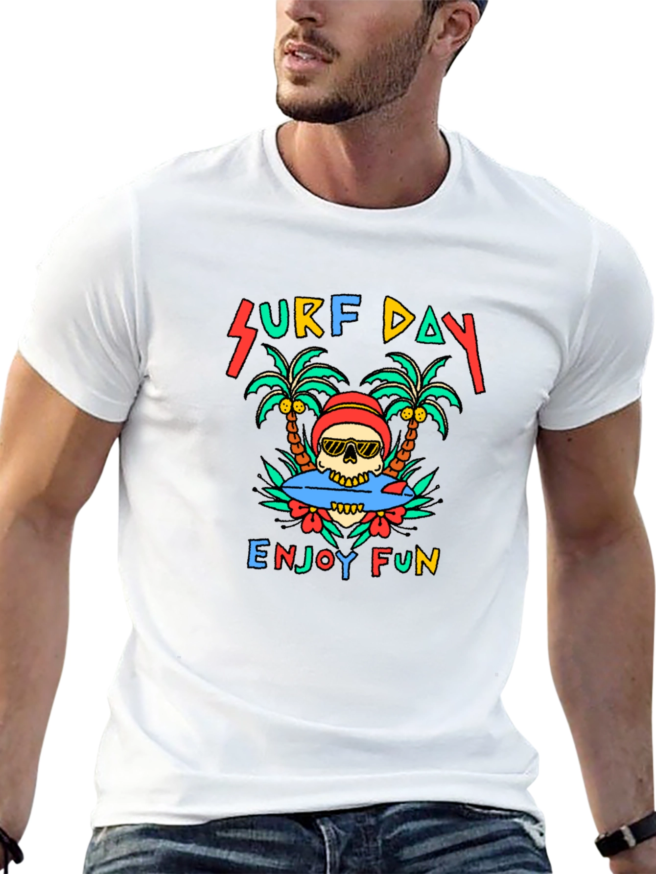 Surf Day Skull Graphic Tee