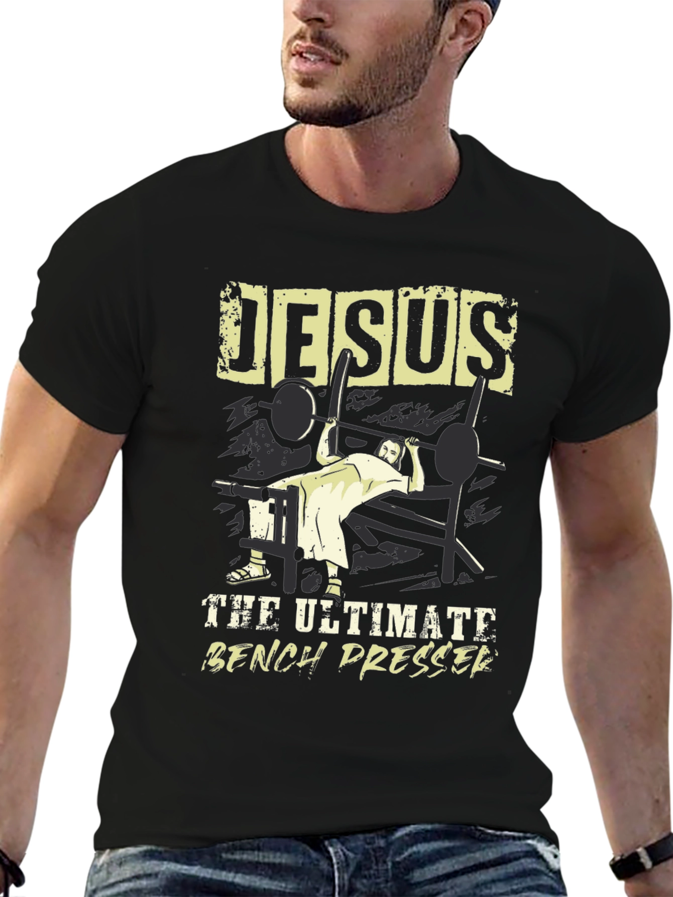 Jesus The Ultimate Bench Presser Graphic T-Shirt