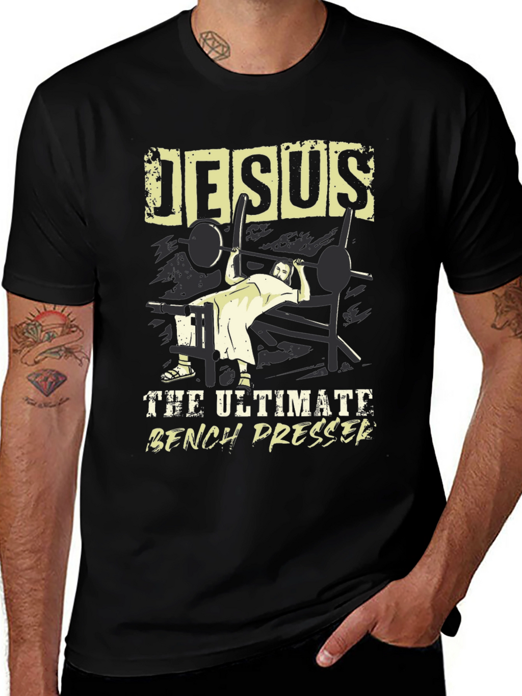 Jesus The Ultimate Bench Presser Graphic T-Shirt