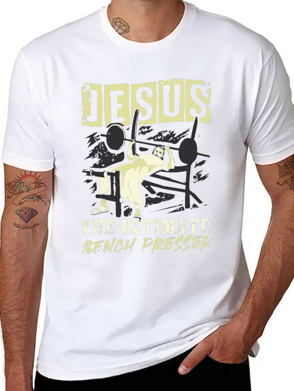 Jesus The Ultimate Bench Presser Graphic T-Shirt
