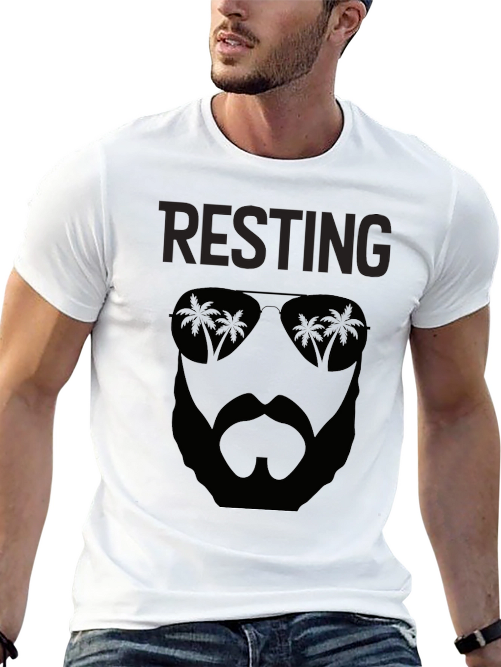 Resting Beach Face Black T-Shirt