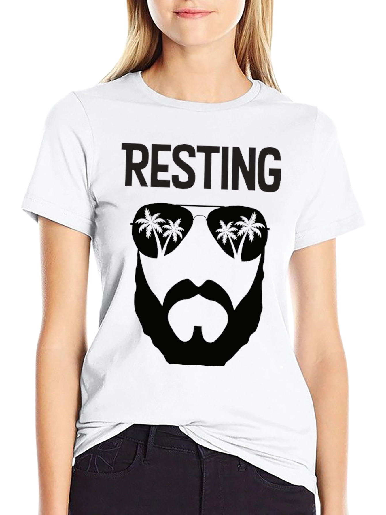 Resting Beach Face Black T-Shirt