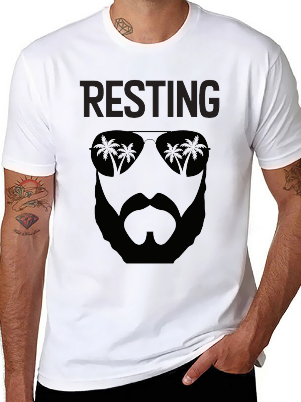 Resting Beach Face Black T-Shirt