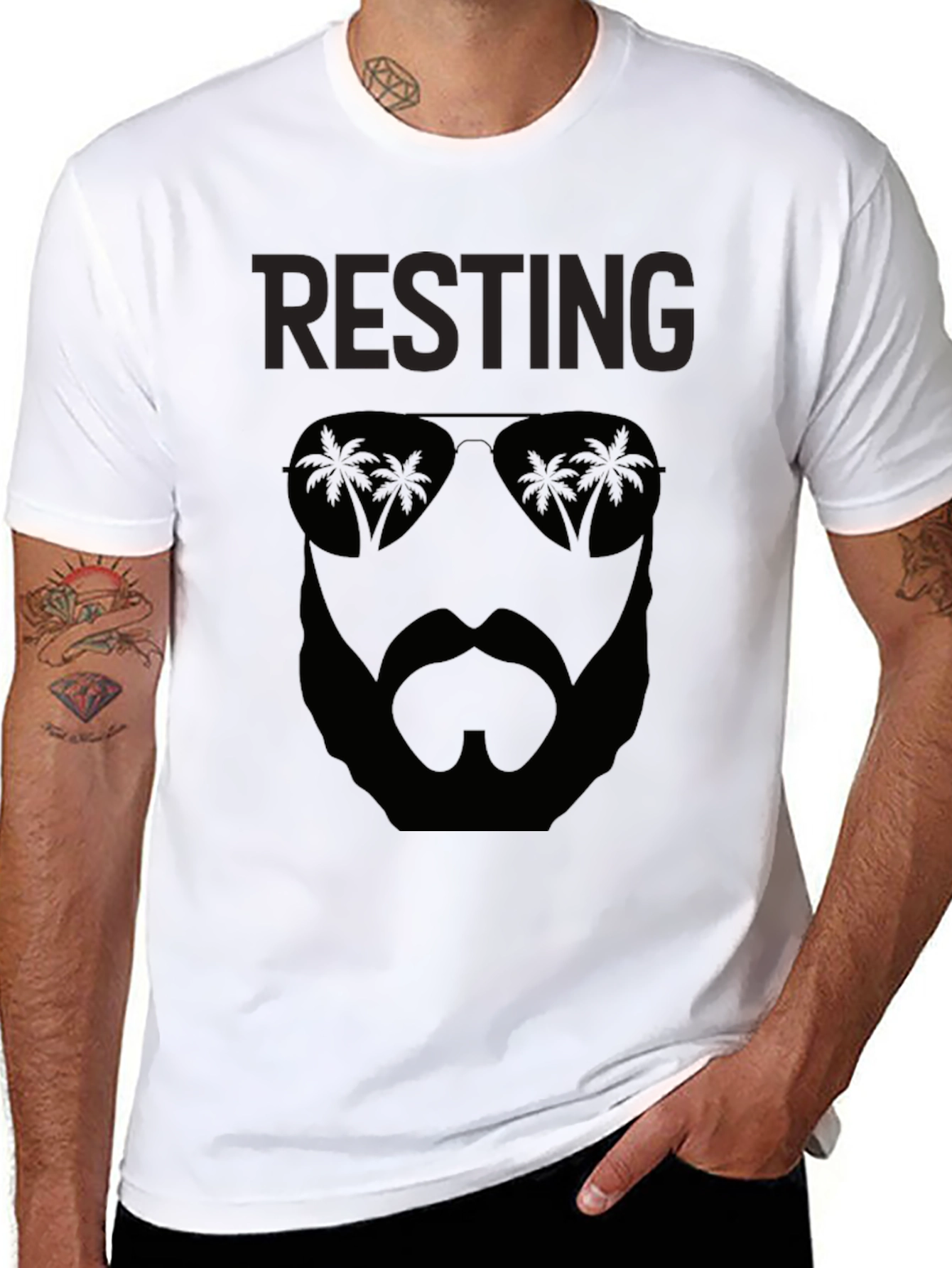 Resting Beach Face Black T-Shirt