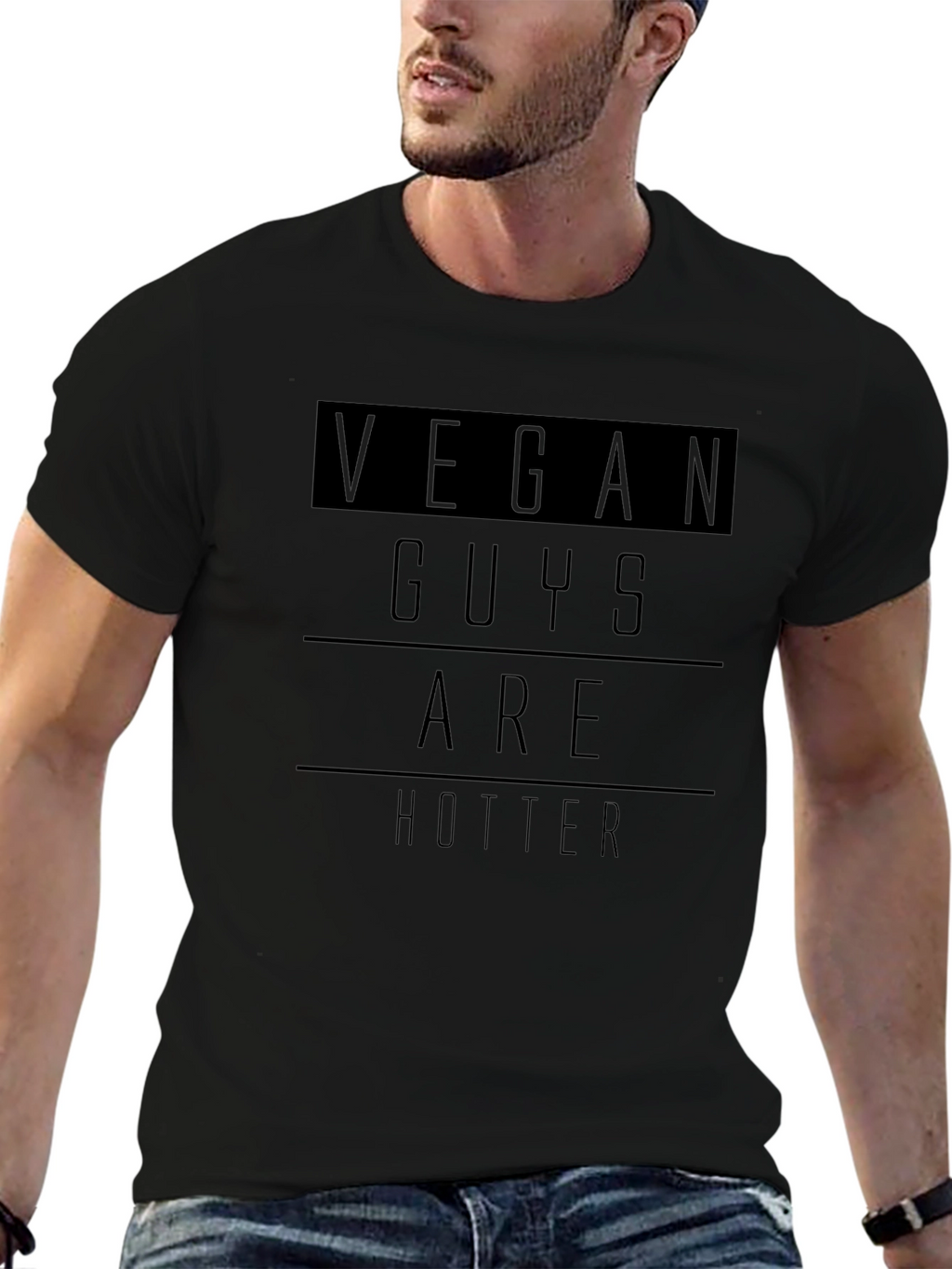 Vegan Guys are Hotter Graphic T-Shirt - Black
