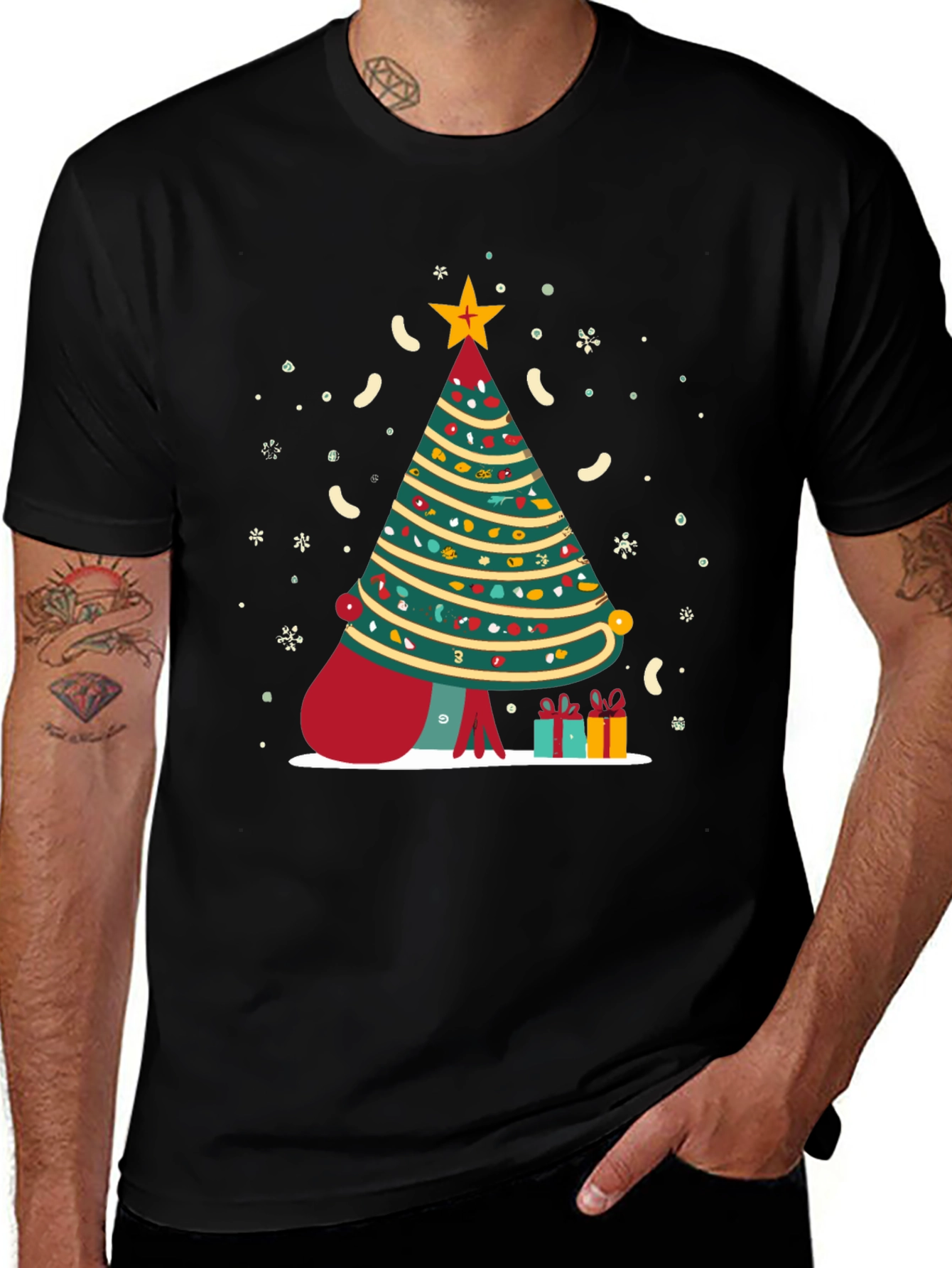 Festive Christmas Tree Graphic Tee - Holiday Season Style