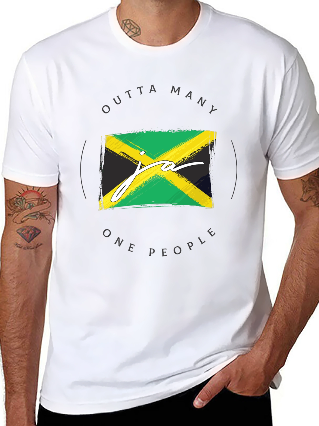 Jamaican Flag T-Shirt - Outta Many One People