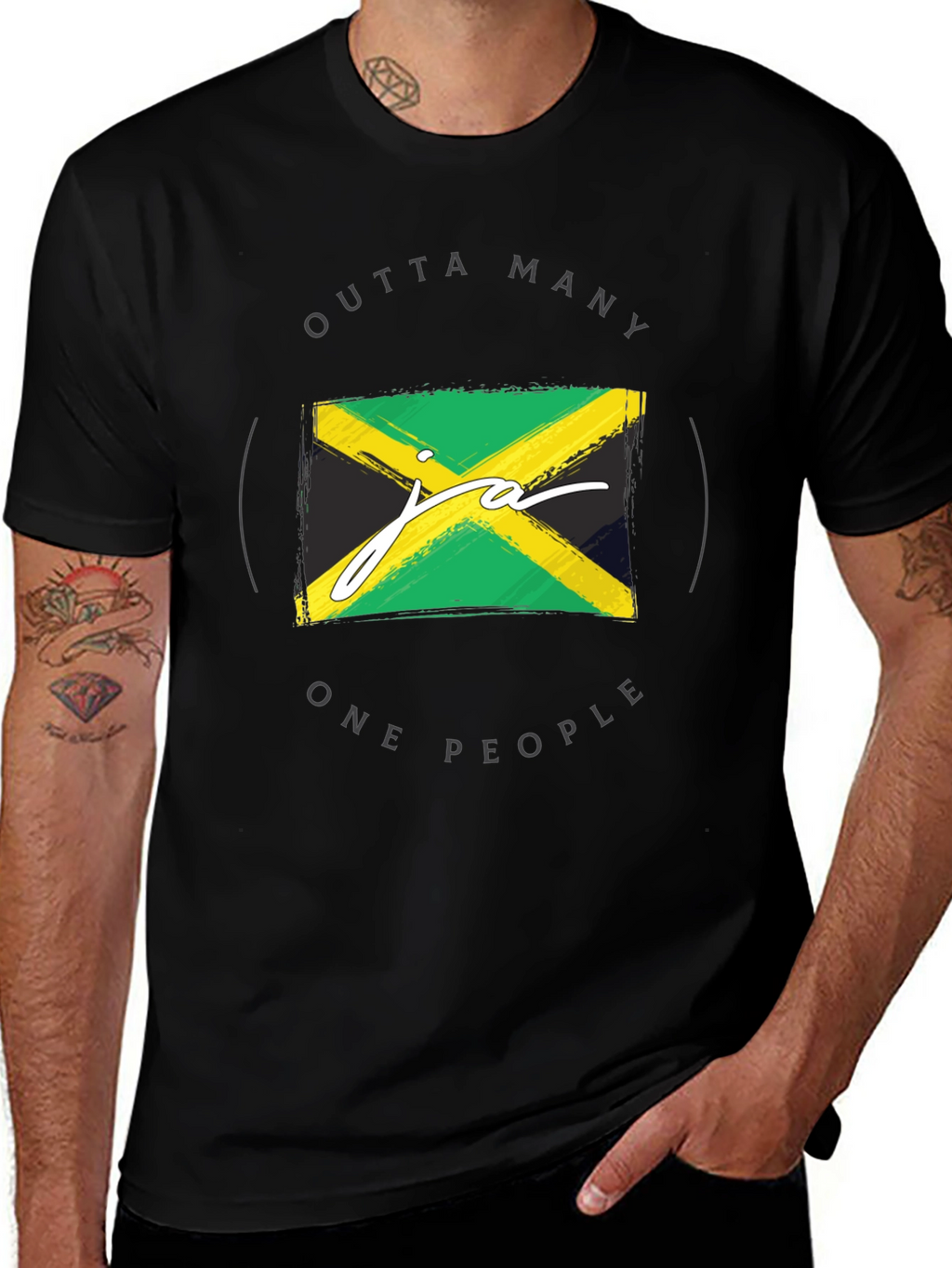 Jamaican Flag T-Shirt - Outta Many One People