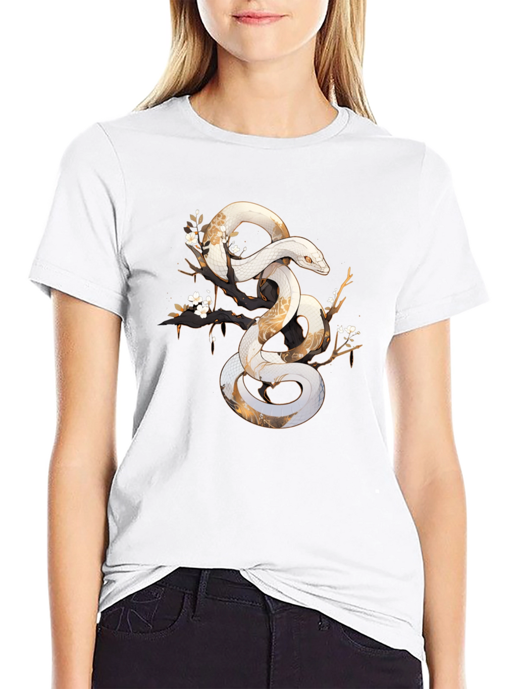 Snake Art Tee: Black Graphic T-Shirt