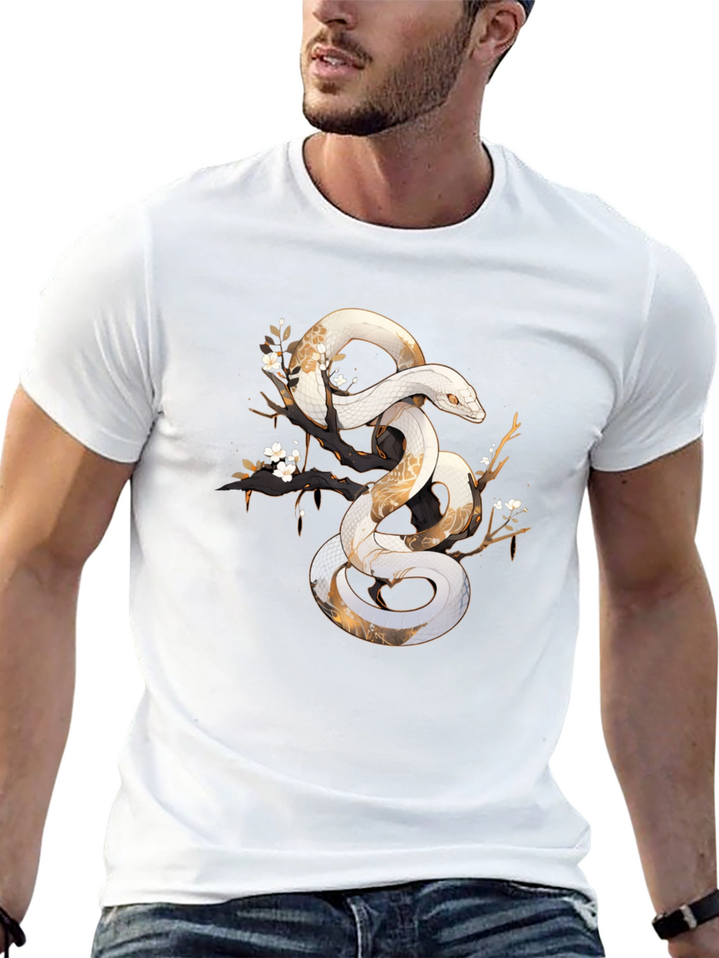 Snake Art Tee: Black Graphic T-Shirt