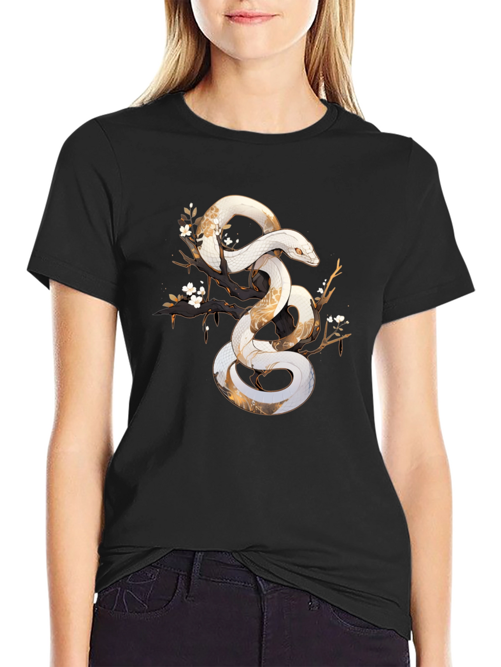 Snake Art Tee: Black Graphic T-Shirt