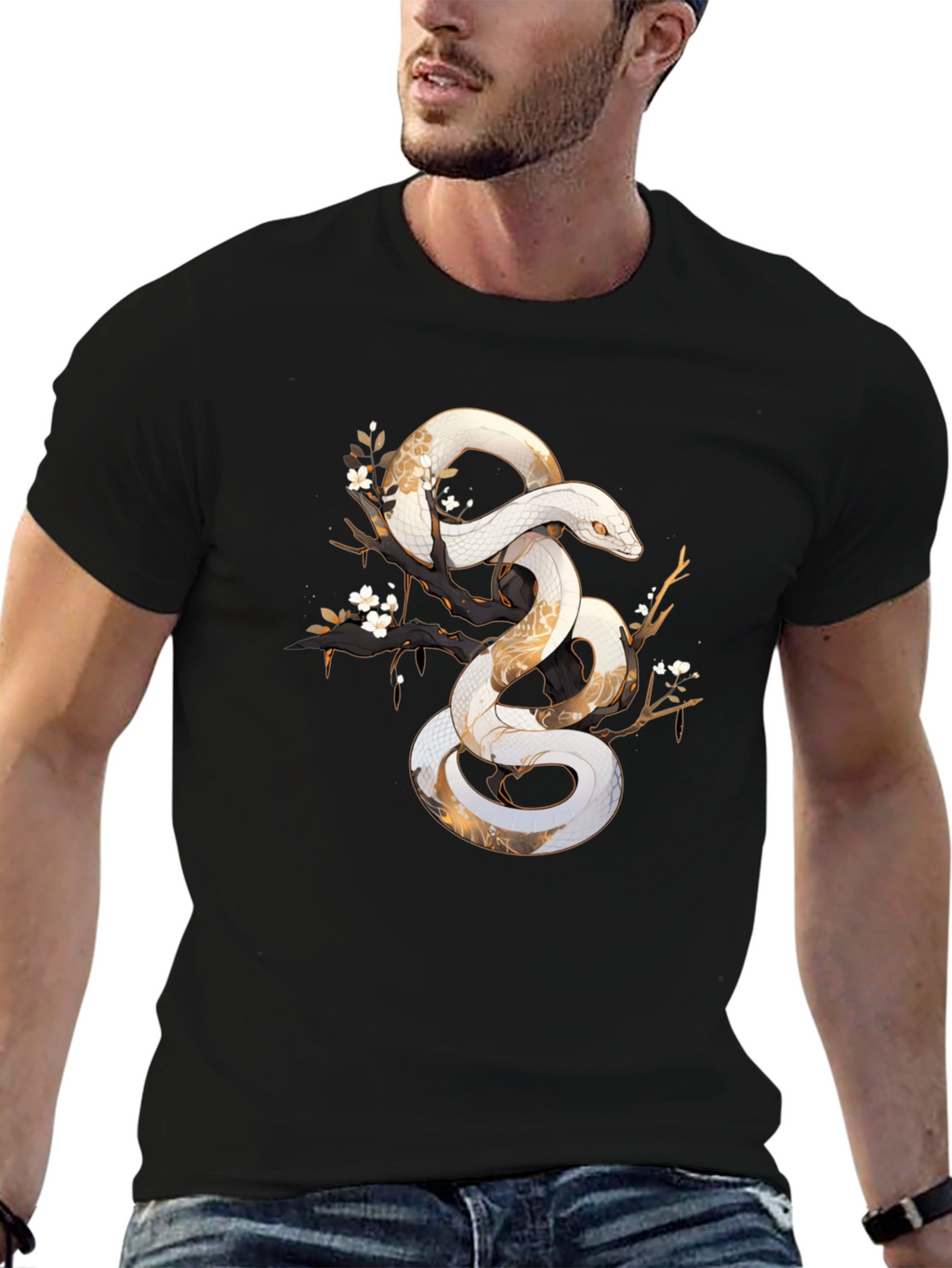 Snake Art Tee: Black Graphic T-Shirt