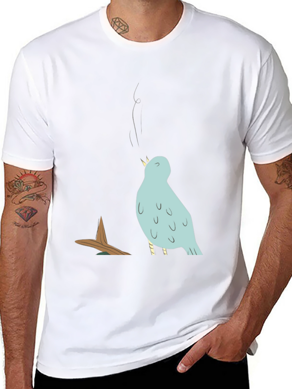 Singing Bird Graphic Tee - Mens Black T-Shirt