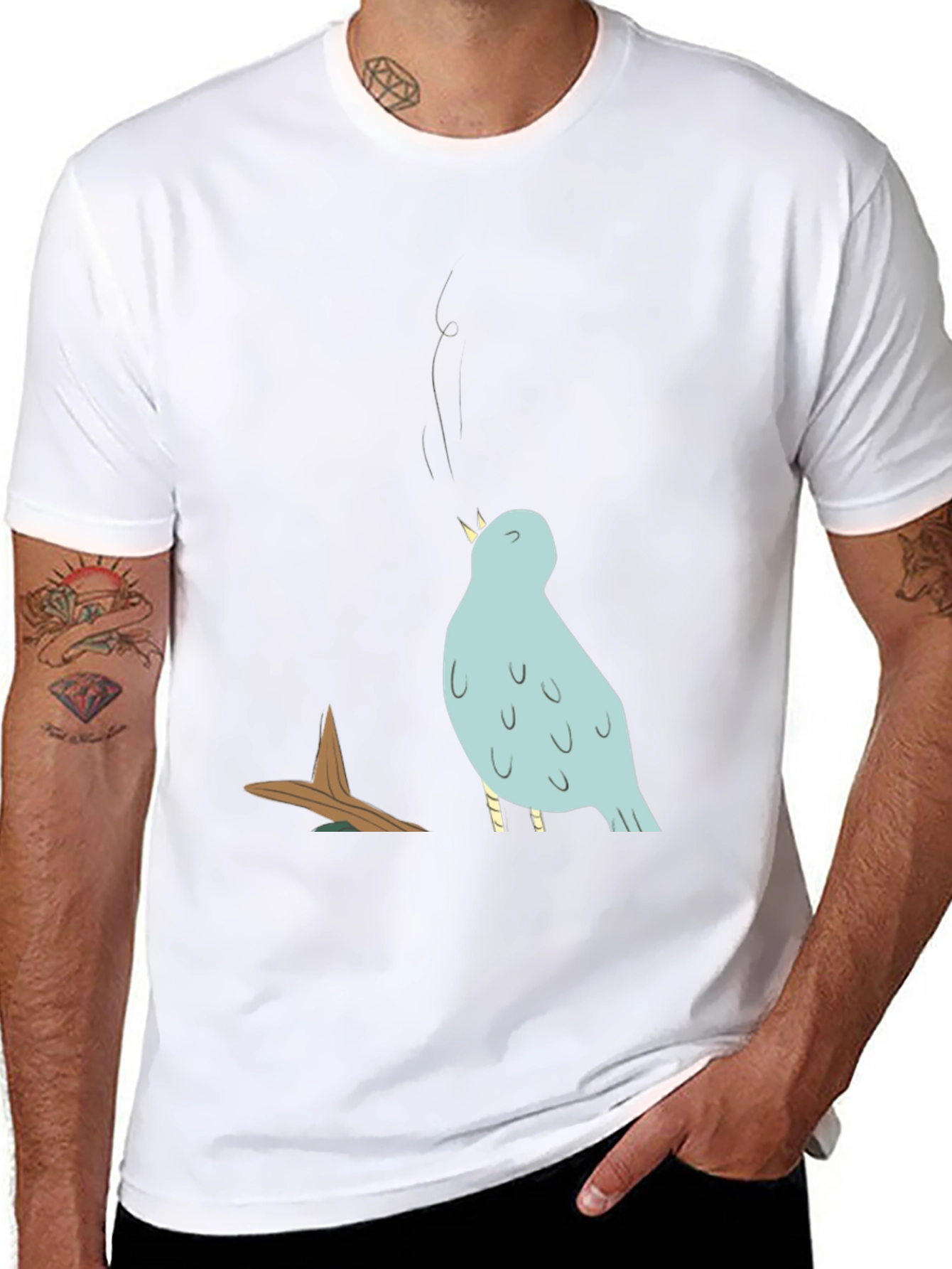 Singing Bird Graphic Tee - Mens Black T-Shirt