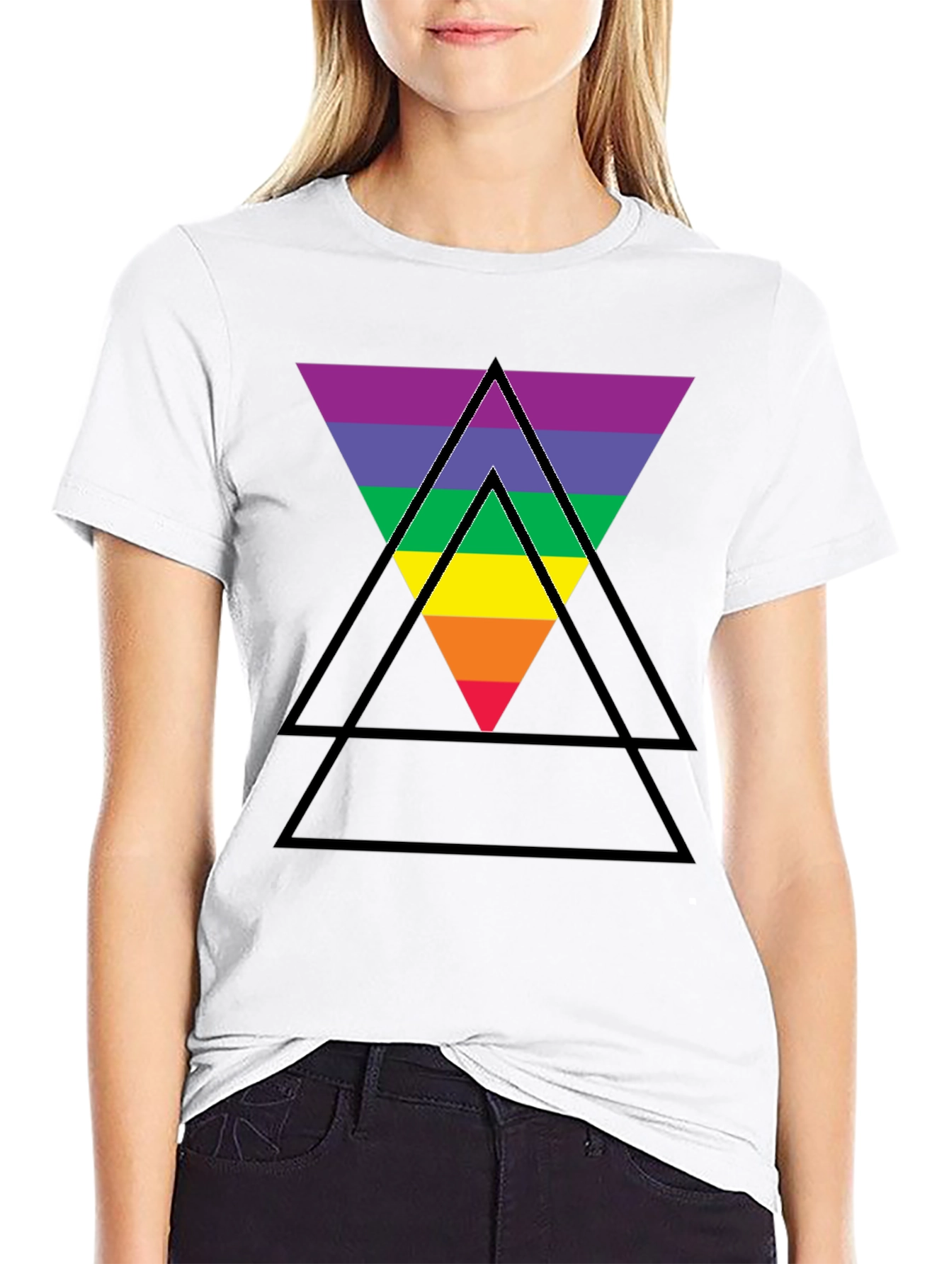 Pride Rainbow Triangle Black T-Shirt