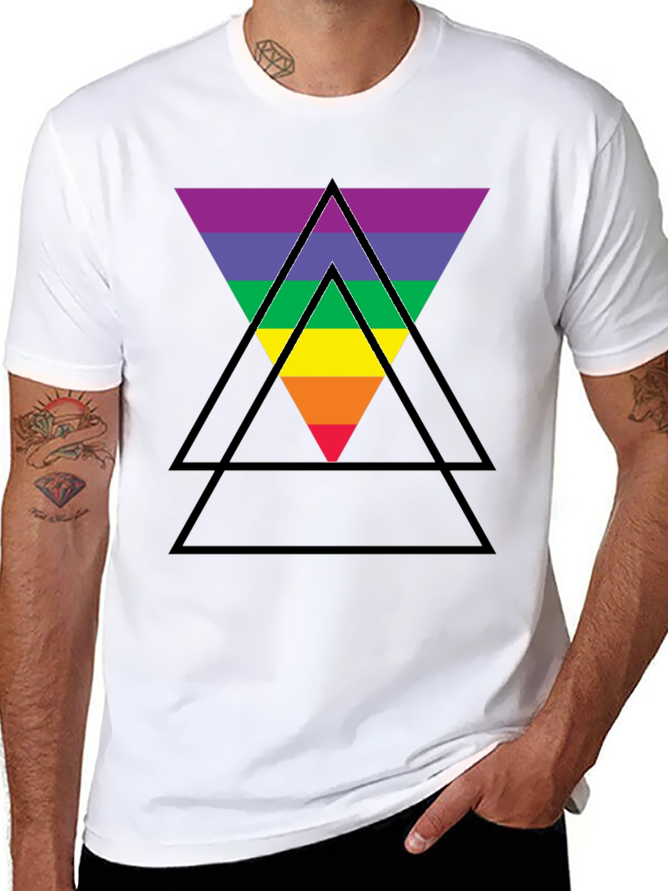 Pride Rainbow Triangle Black T-Shirt