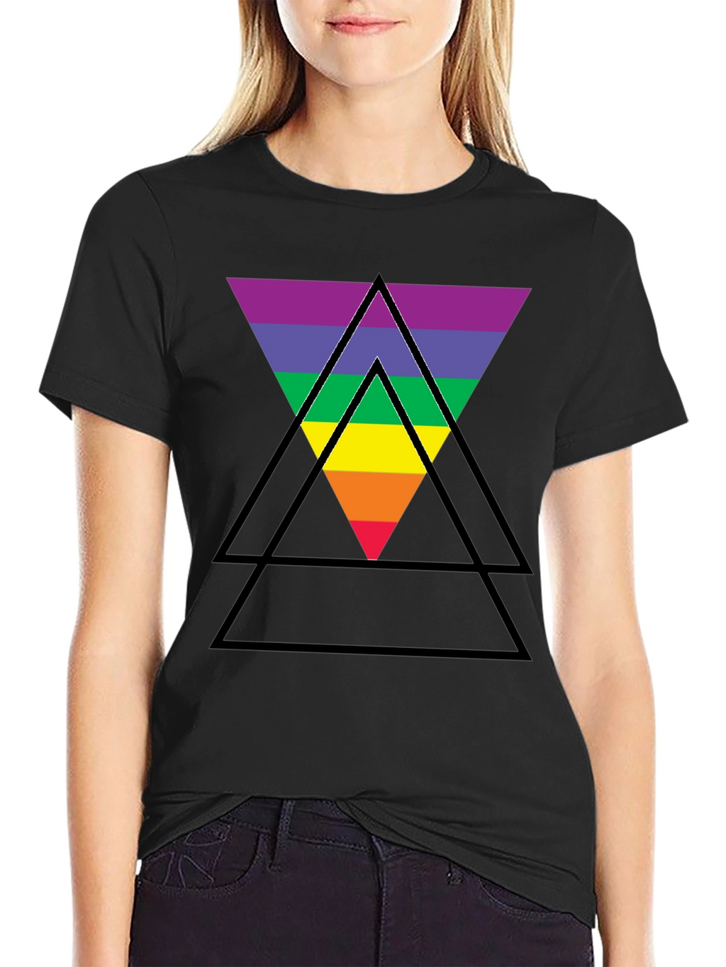 Pride Rainbow Triangle Black T-Shirt