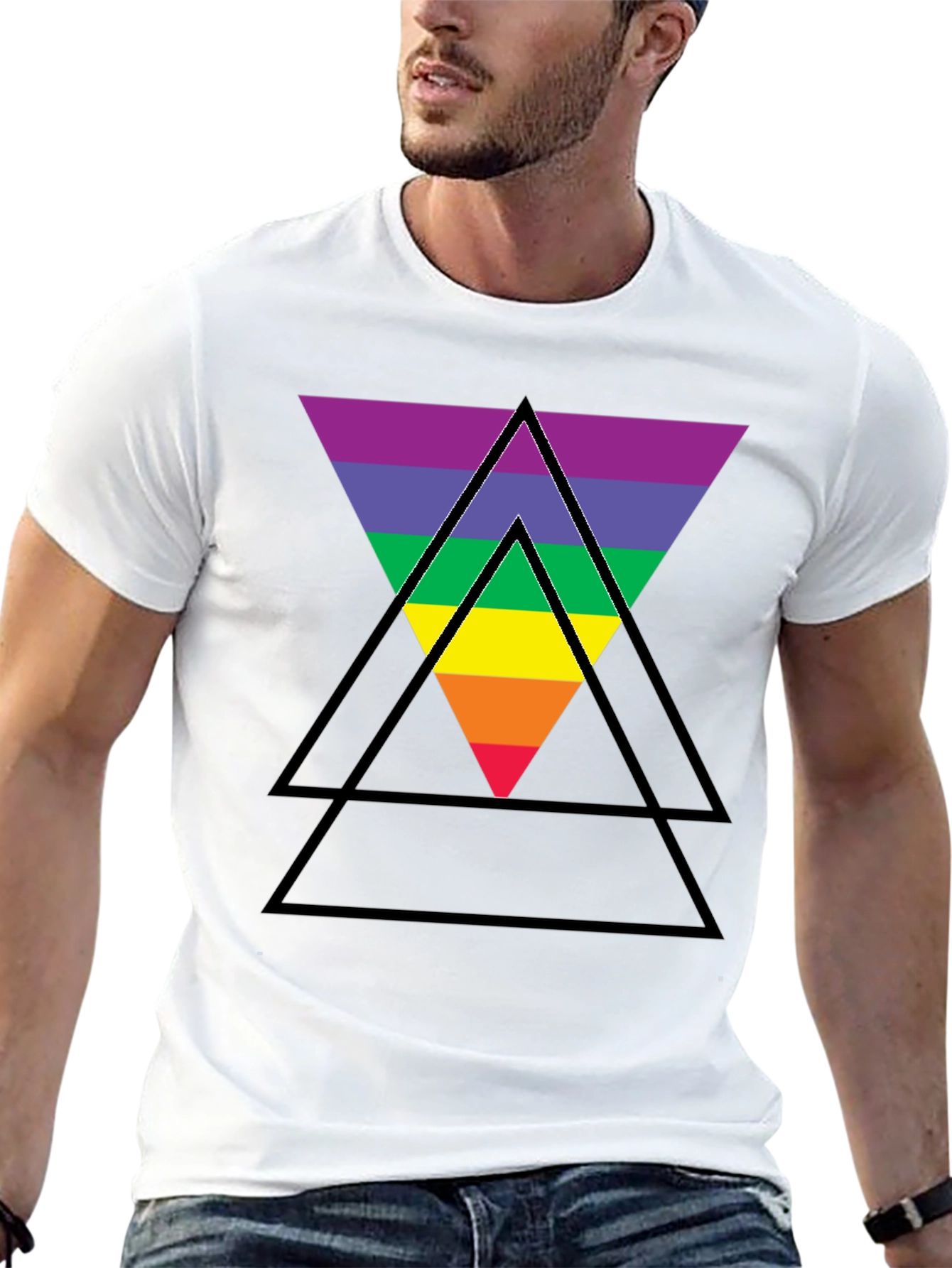 Pride Rainbow Triangle Black T-Shirt