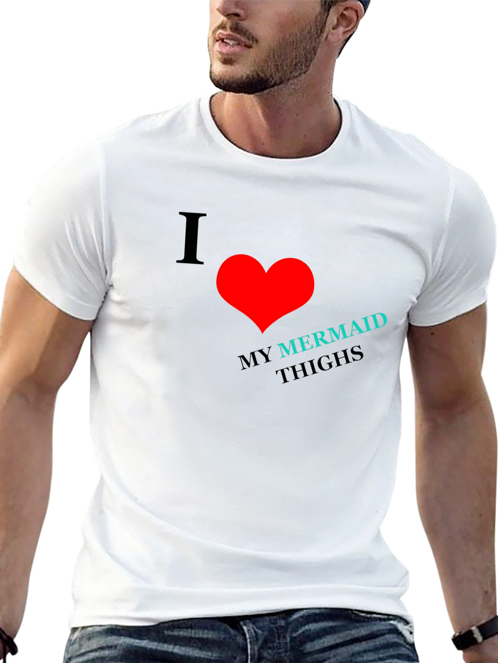 I Heart Mermaid Thighs Black T-Shirt