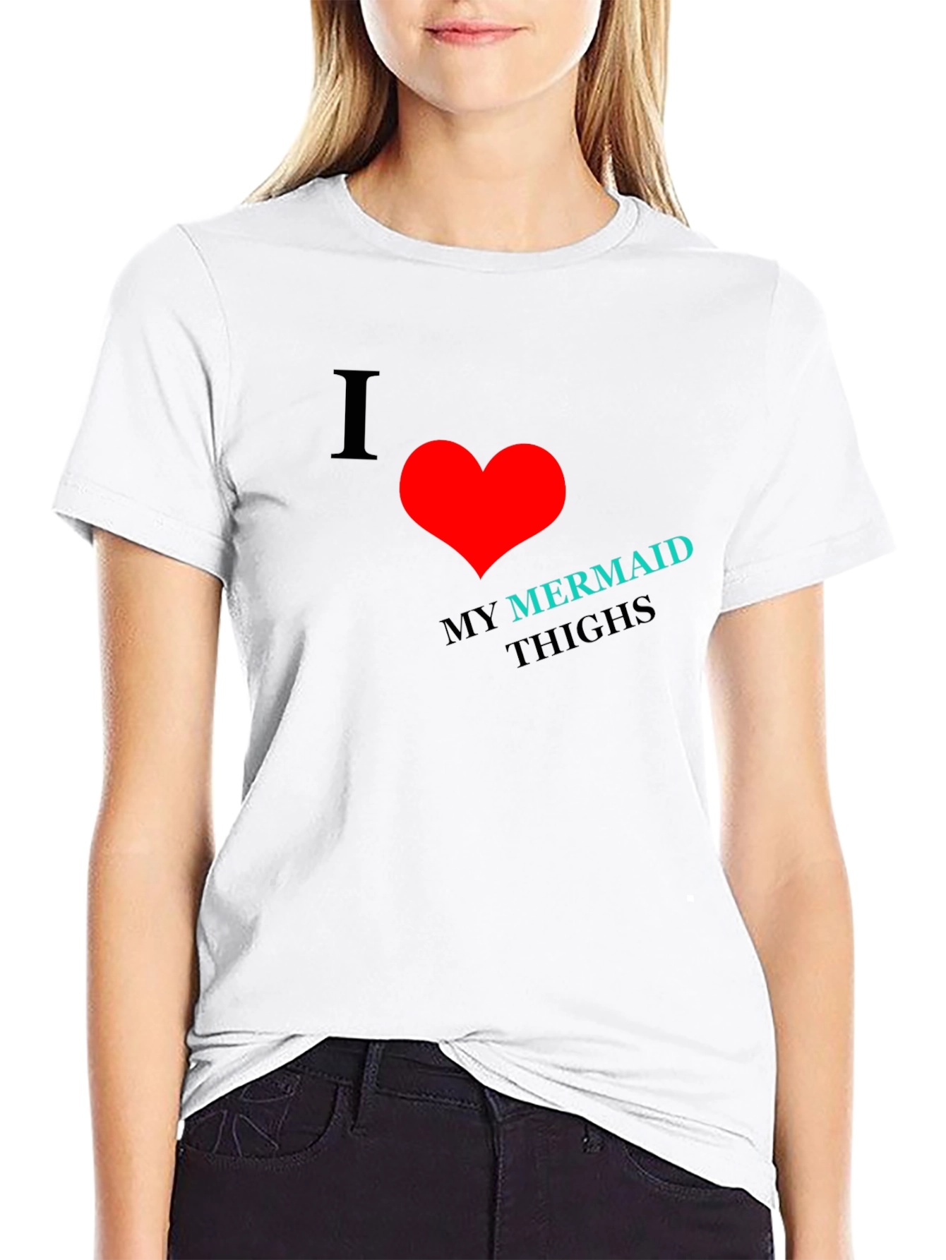 I Heart Mermaid Thighs Black T-Shirt