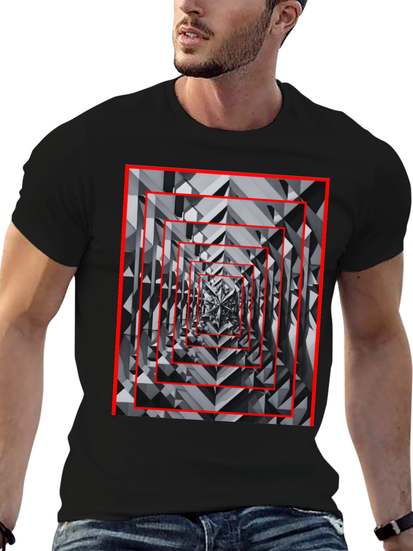 Geometric Tunnel Black T-Shirt