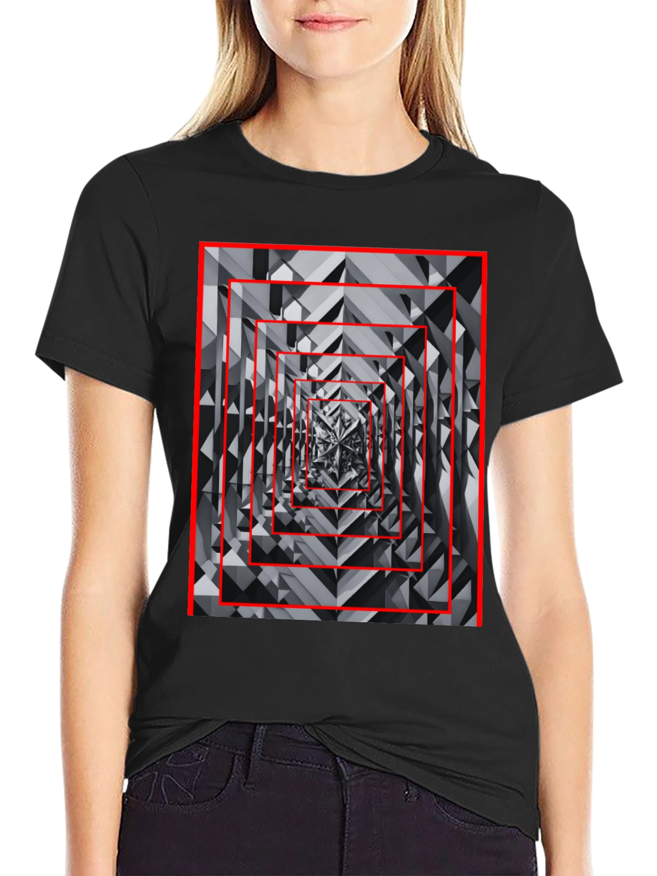 Geometric Tunnel Black T-Shirt