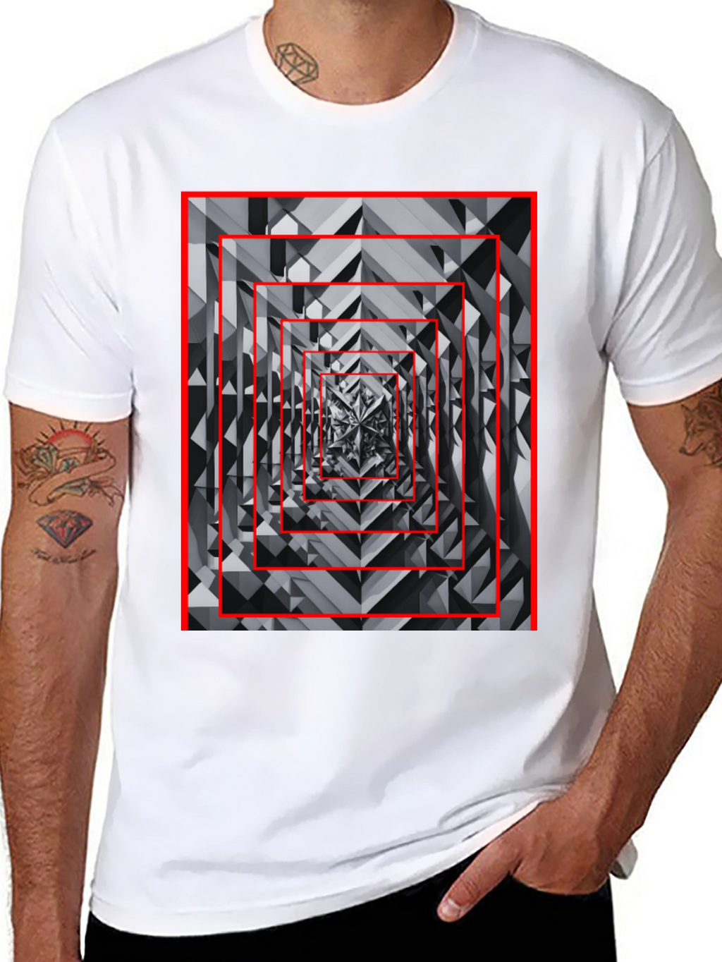 Geometric Tunnel Black T-Shirt