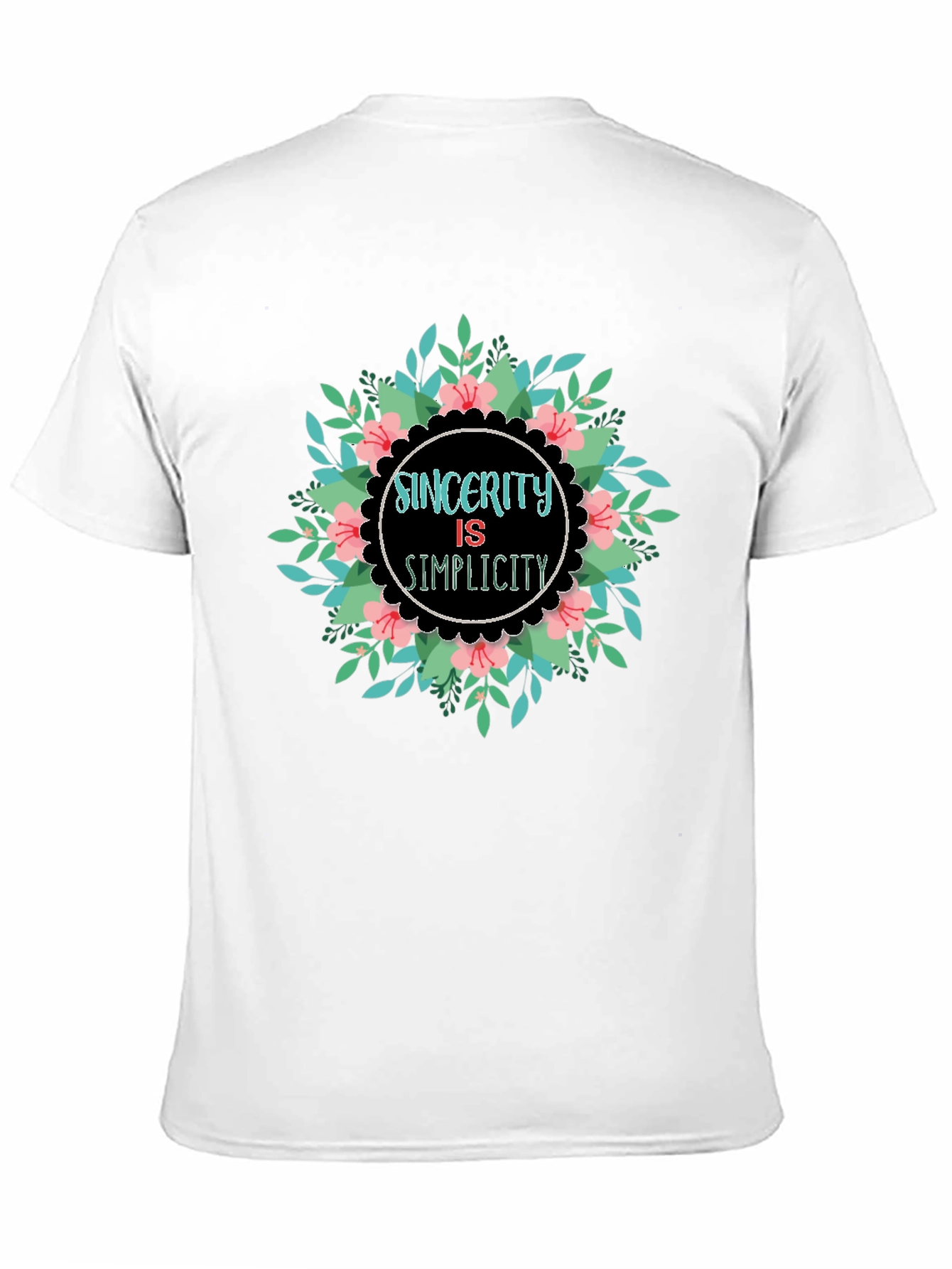 Sincerity Simplicity Floral Graphic Black T-Shirt