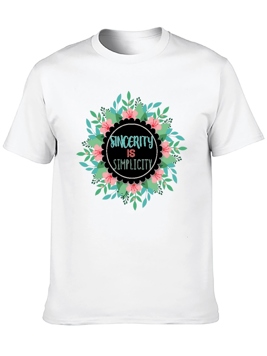 Sincerity Simplicity Floral Graphic Black T-Shirt